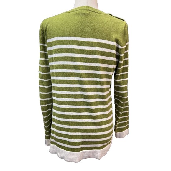 Banana Republic Womens Striped Sweater~Size L~Olive/Ivory Tunic Top ~ L7 04 - Picture 6 of 11